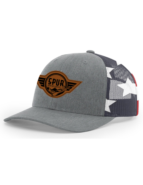 112PM RICHARDSON Printed Mesh Trucker Hat - HEATHER GREY / STARS STRIPES