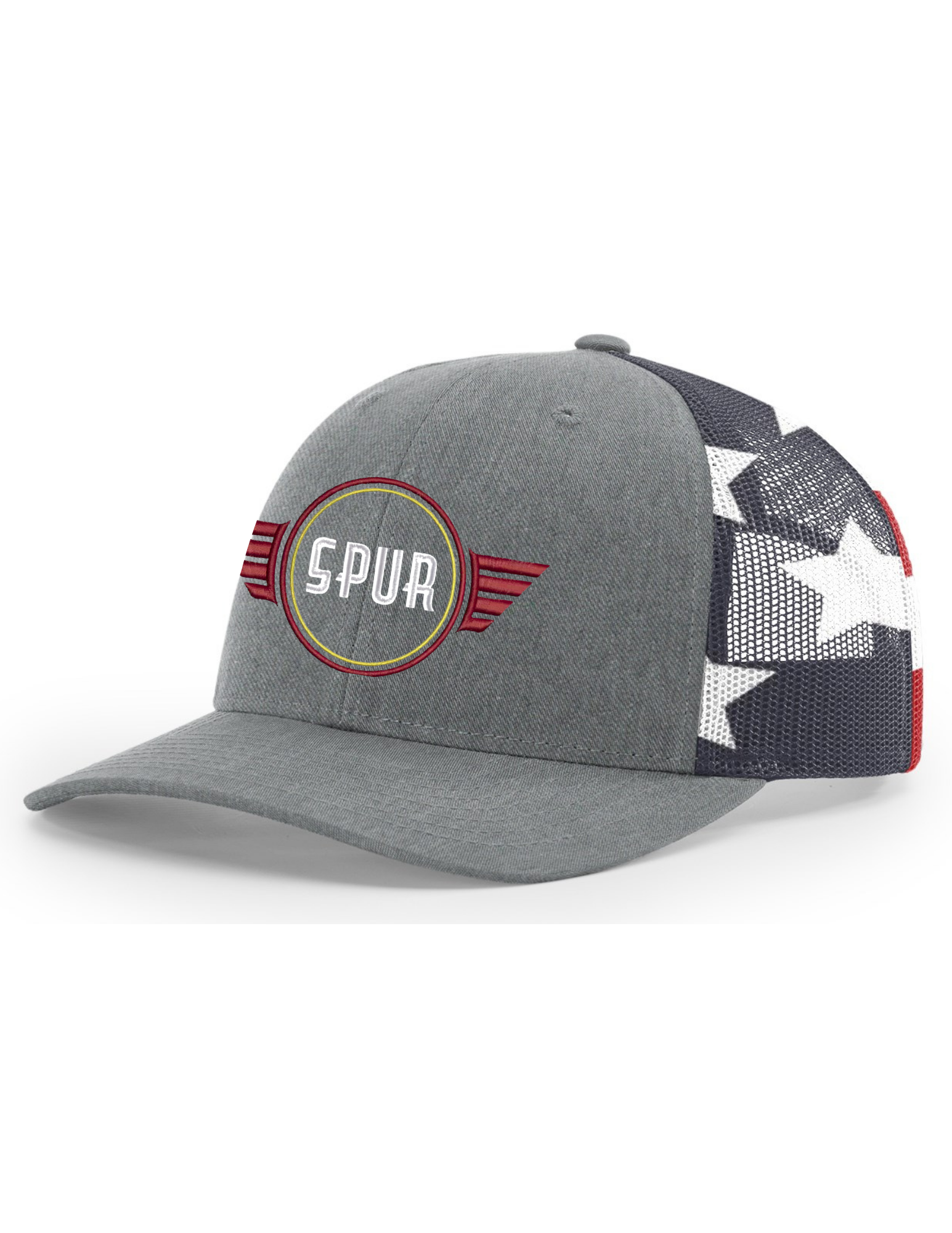 112PM RICHARDSON Printed Mesh Trucker Hat - HEATHER GREY / STARS STRIPES