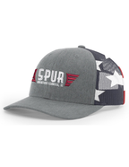 112PM RICHARDSON Printed Mesh Trucker Hat - HEATHER GREY / STARS STRIPES