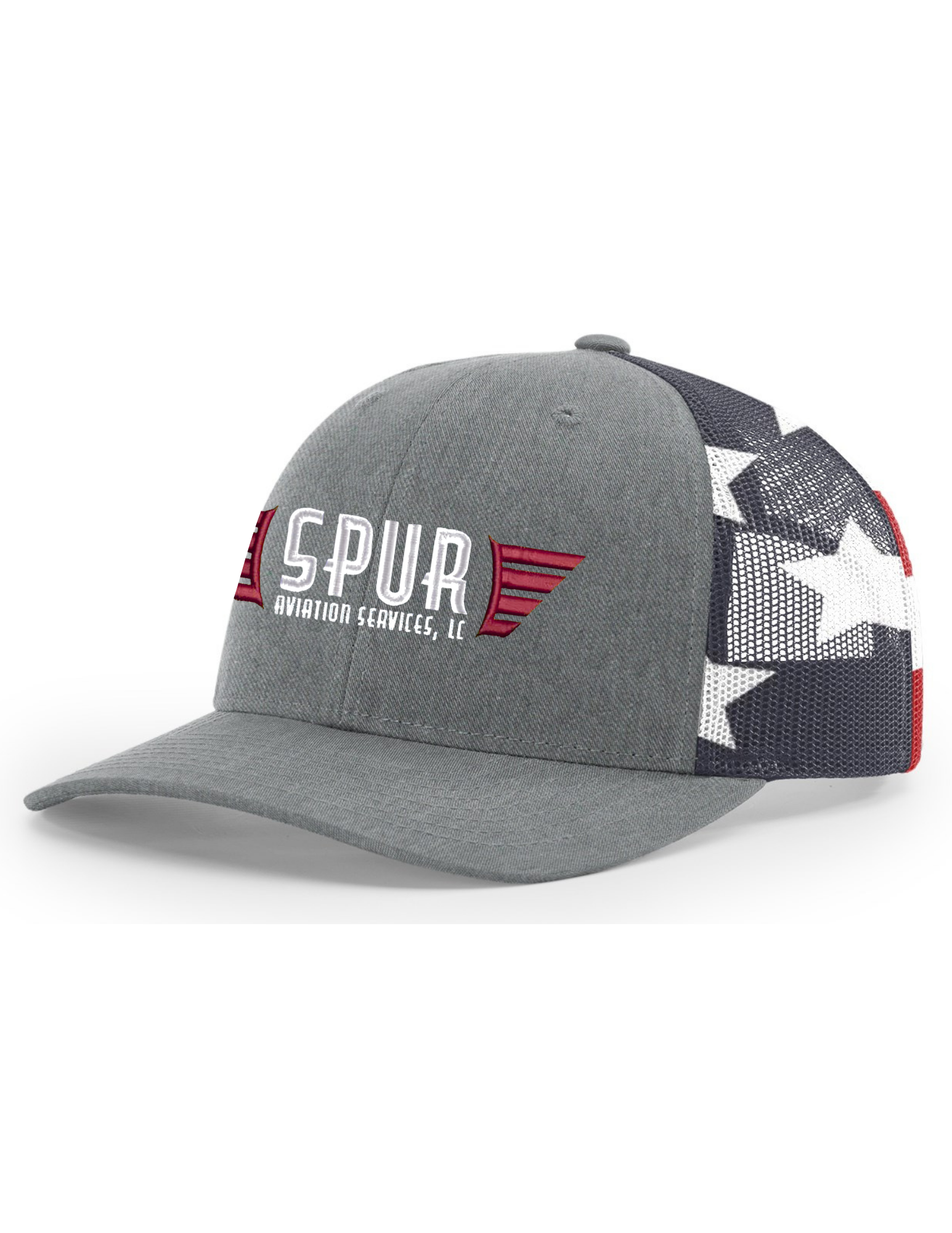 112PM RICHARDSON Printed Mesh Trucker Hat - HEATHER GREY / STARS STRIPES