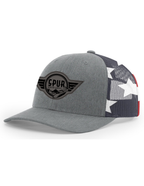 112PM RICHARDSON Printed Mesh Trucker Hat - HEATHER GREY / STARS STRIPES