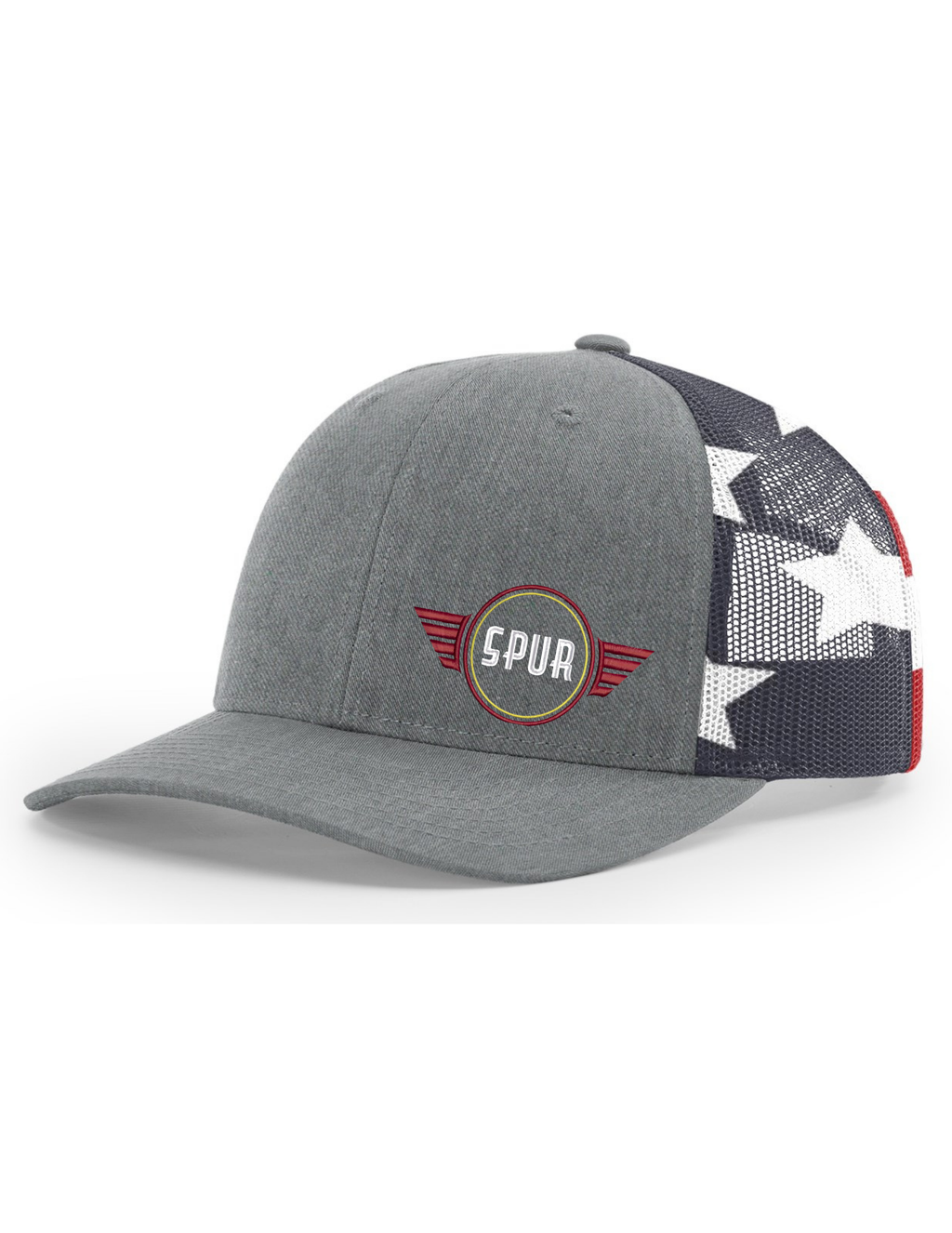 112PM RICHARDSON Printed Mesh Trucker Hat - HEATHER GREY / STARS STRIPES