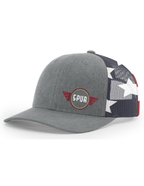 112PM RICHARDSON Printed Mesh Trucker Hat - HEATHER GREY / STARS STRIPES