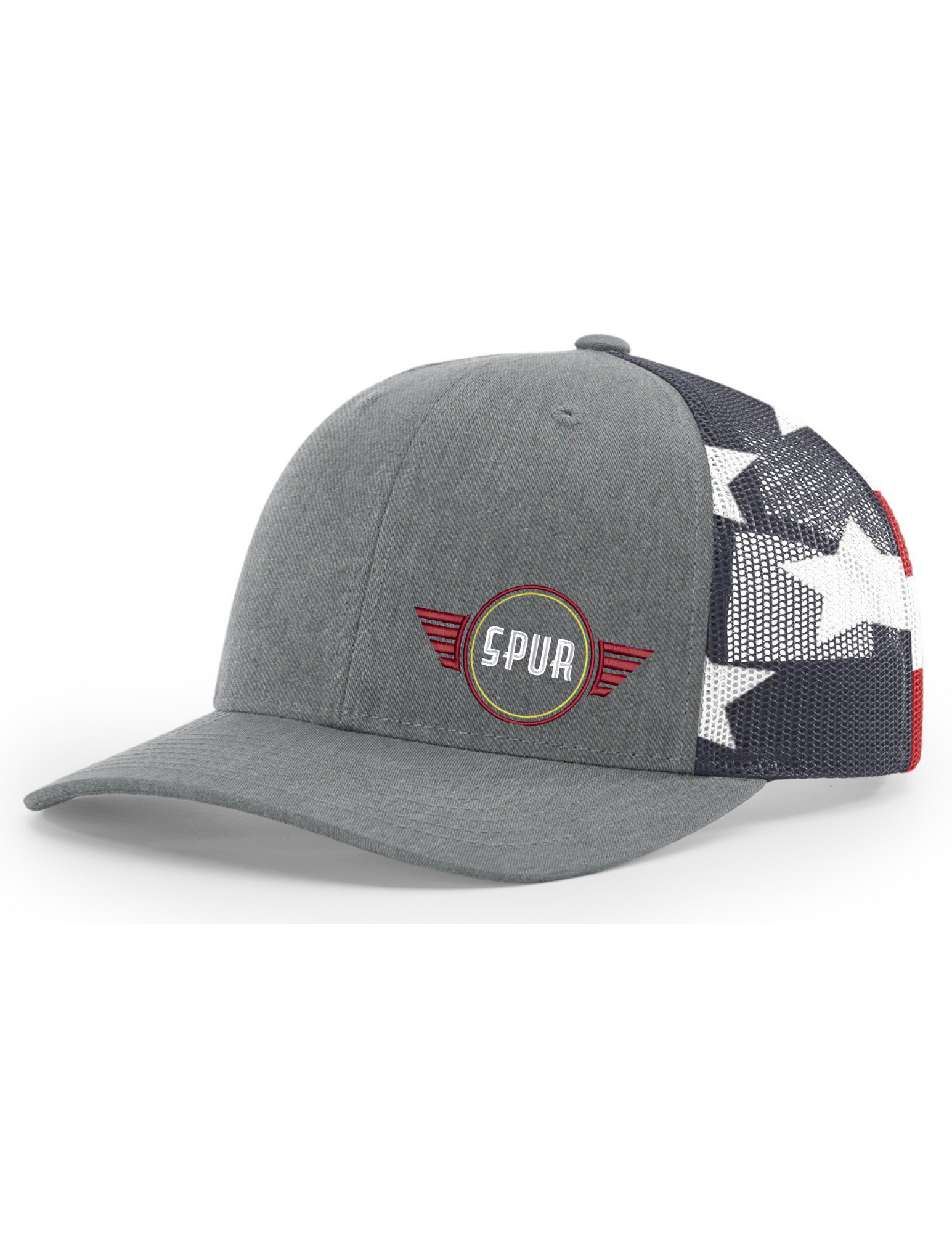 112PM RICHARDSON Printed Mesh Trucker Hat - HEATHER GREY / STARS STRIPES