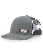 112PM RICHARDSON Printed Mesh Trucker Hat - HEATHER GREY / STARS STRIPES