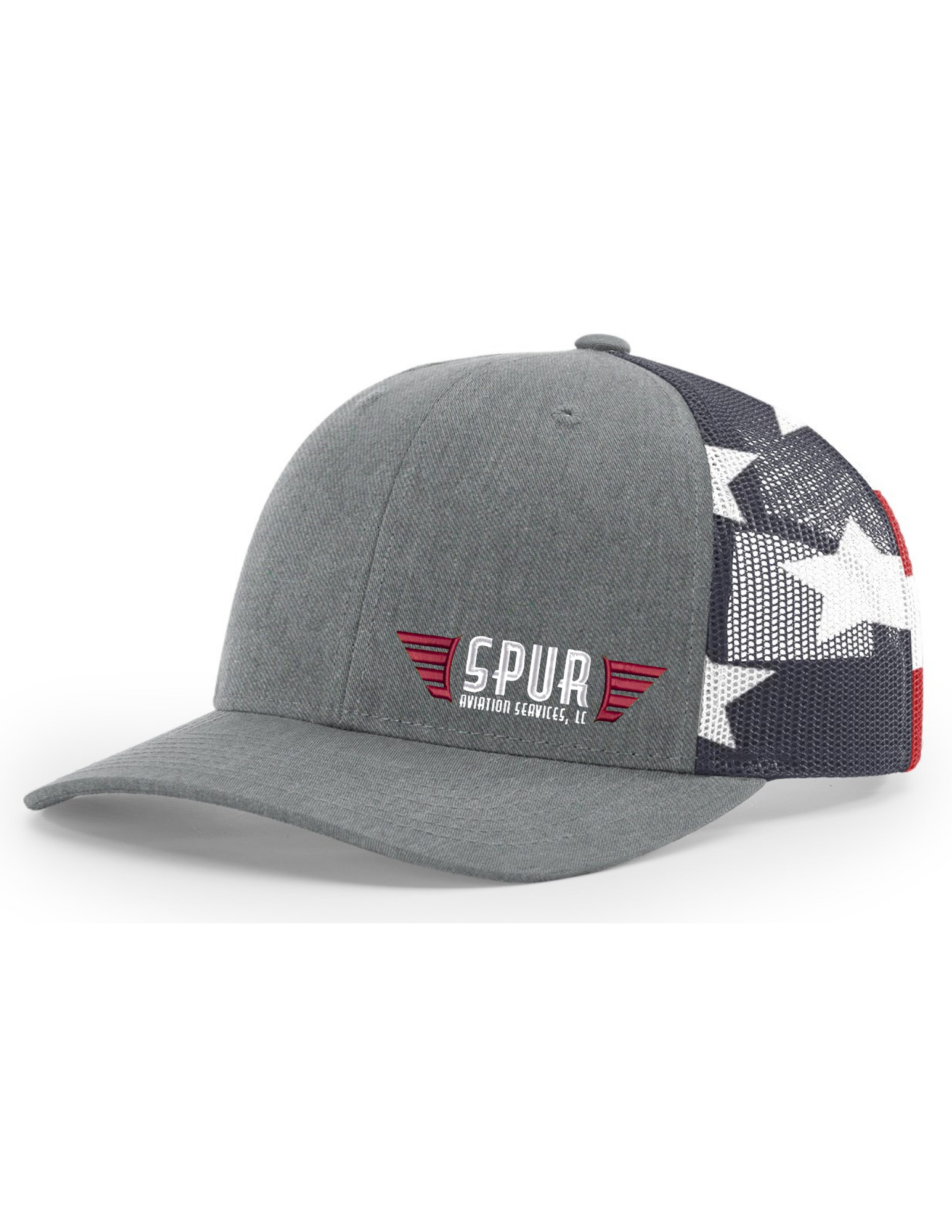 112PM RICHARDSON Printed Mesh Trucker Hat - HEATHER GREY / STARS STRIPES