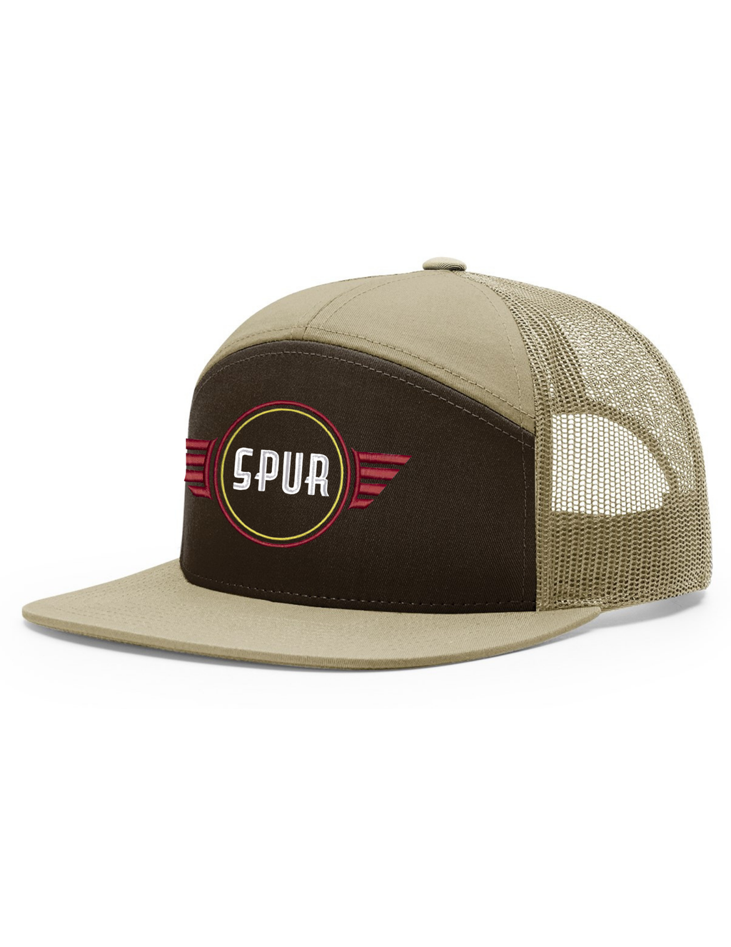 168 RICHARDSON 7 Panel Trucker Hat - BROWN / KHAKI