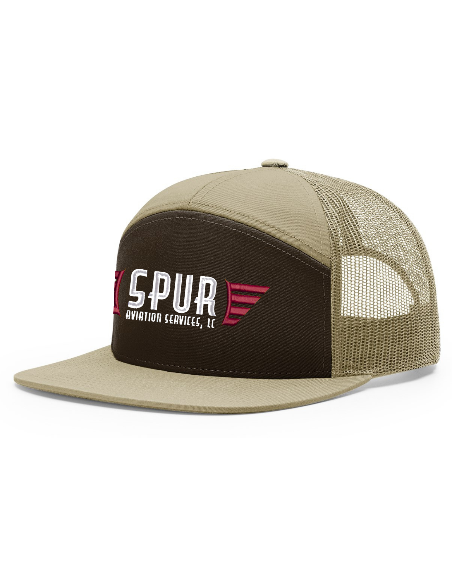168 RICHARDSON 7 Panel Trucker Hat - BROWN / KHAKI