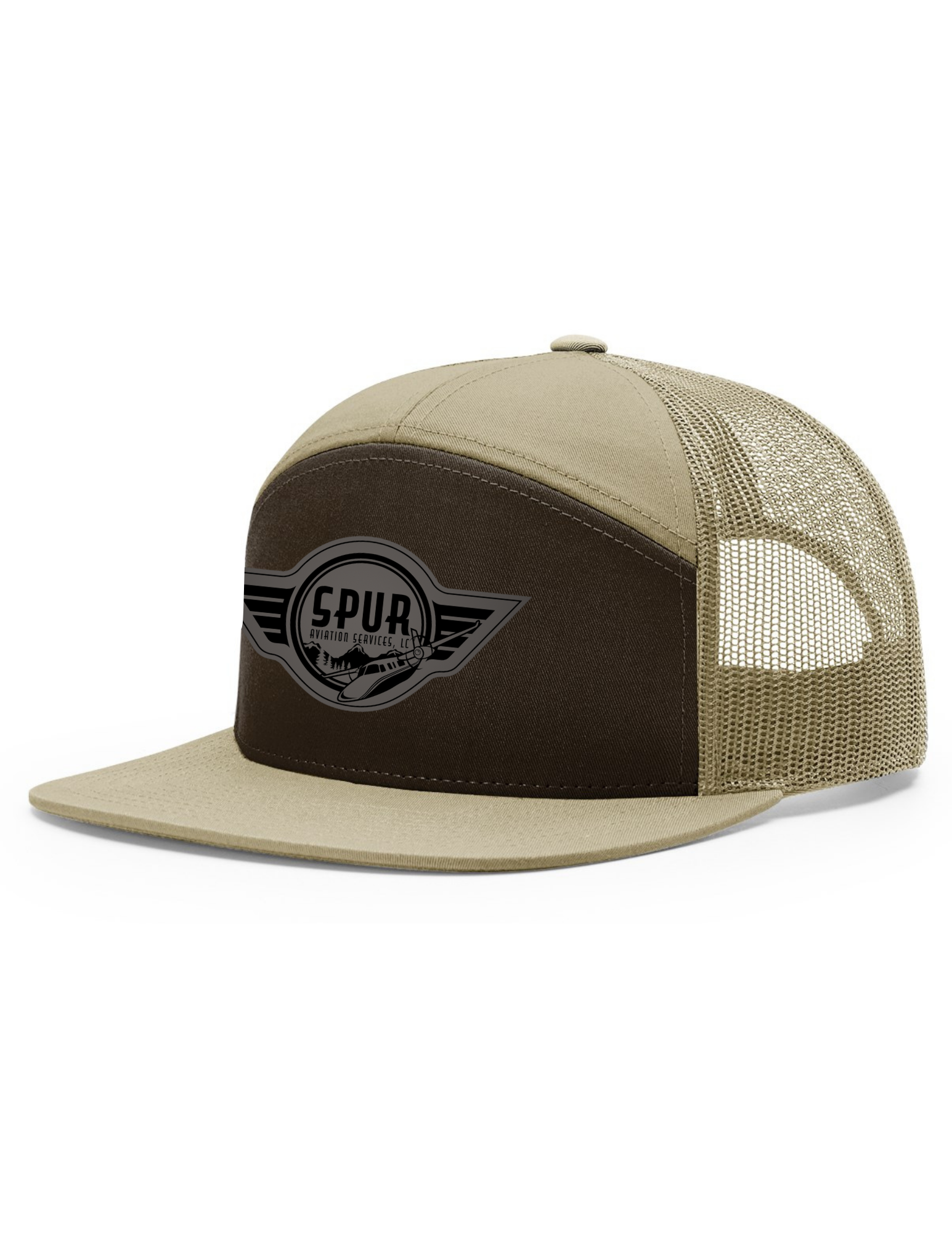 168 RICHARDSON 7 Panel Trucker Hat - BROWN / KHAKI