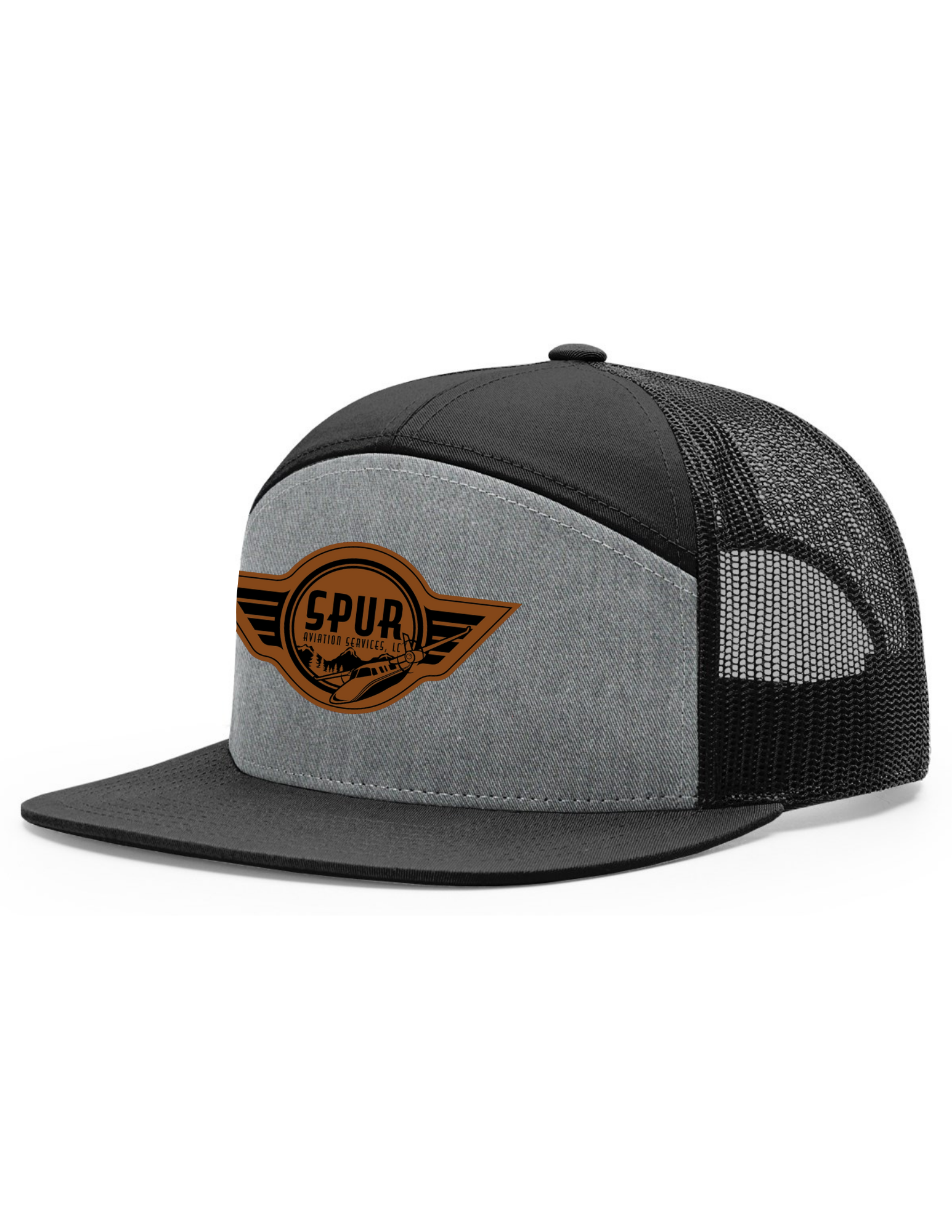 168 RICHARDSON 7 Panel Trucker Hat - HEATHER GREY / BLACK