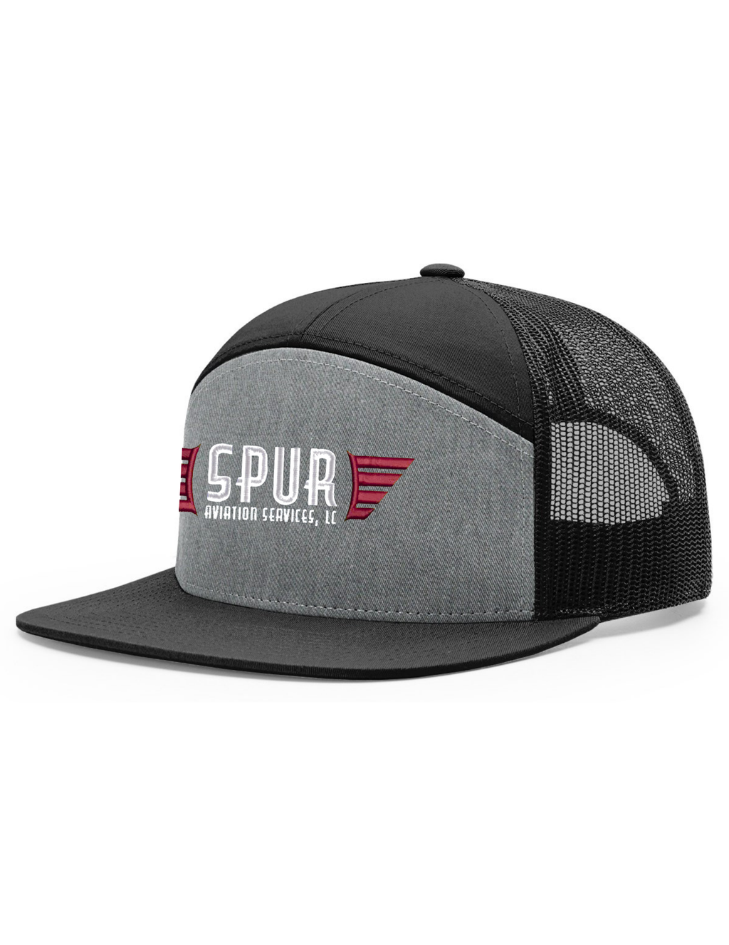168 RICHARDSON 7 Panel Trucker Hat - HEATHER GREY / BLACK