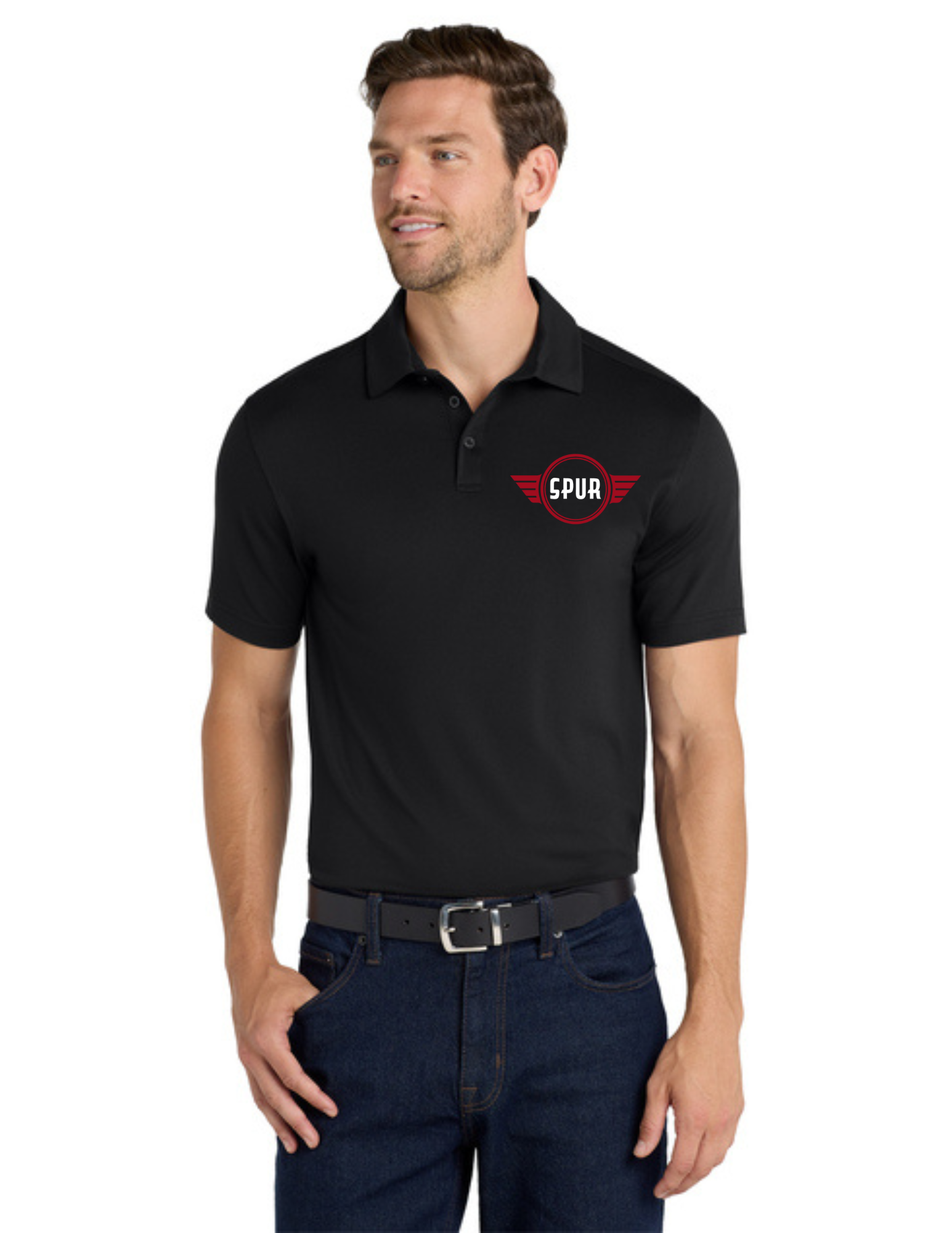 Port Authority® City Stretch Polo w/ Embroidery - BLACK