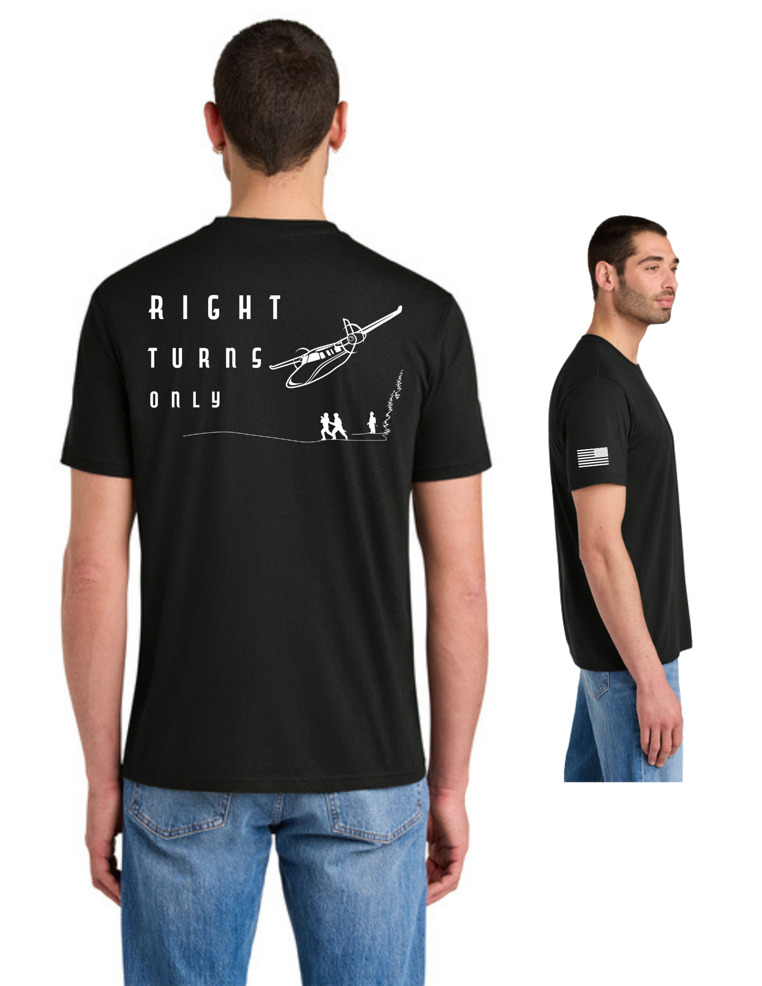 District® Perfect Tri® Tee w/ "RIGHT TURNS ONLY" Back Logo - BLACK