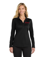 Port Authority® Women's Silk Touch™ Performance Long Sleeve Polo w/ Embroidery - BLACK
