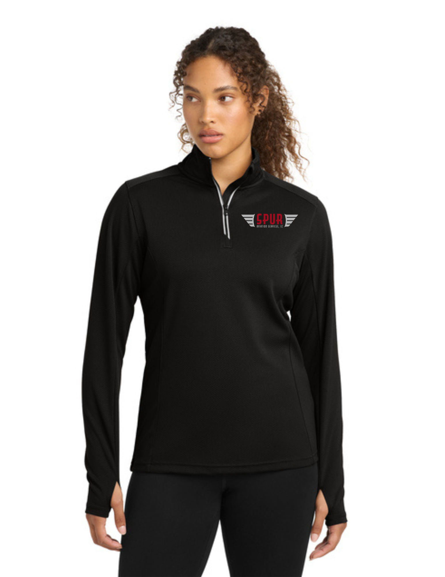 Sport-Tek® Women's Sport-Wick® Textured 1/4-Zip Pullover w/ Embroidery - BLACK
