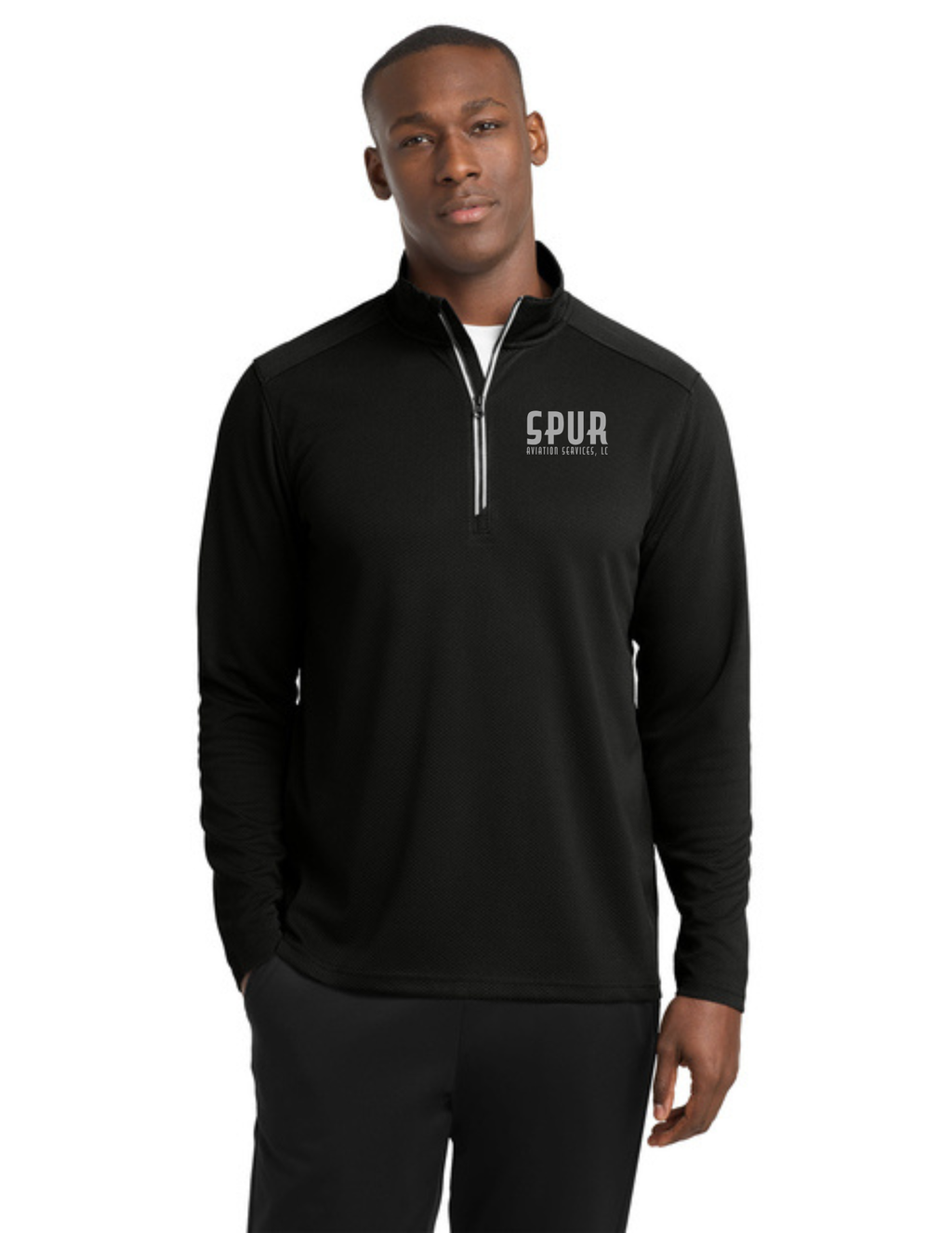Sport-Tek® Sport-Wick® Textured 1/4-Zip Pullover w/ Embroidery - BLACK