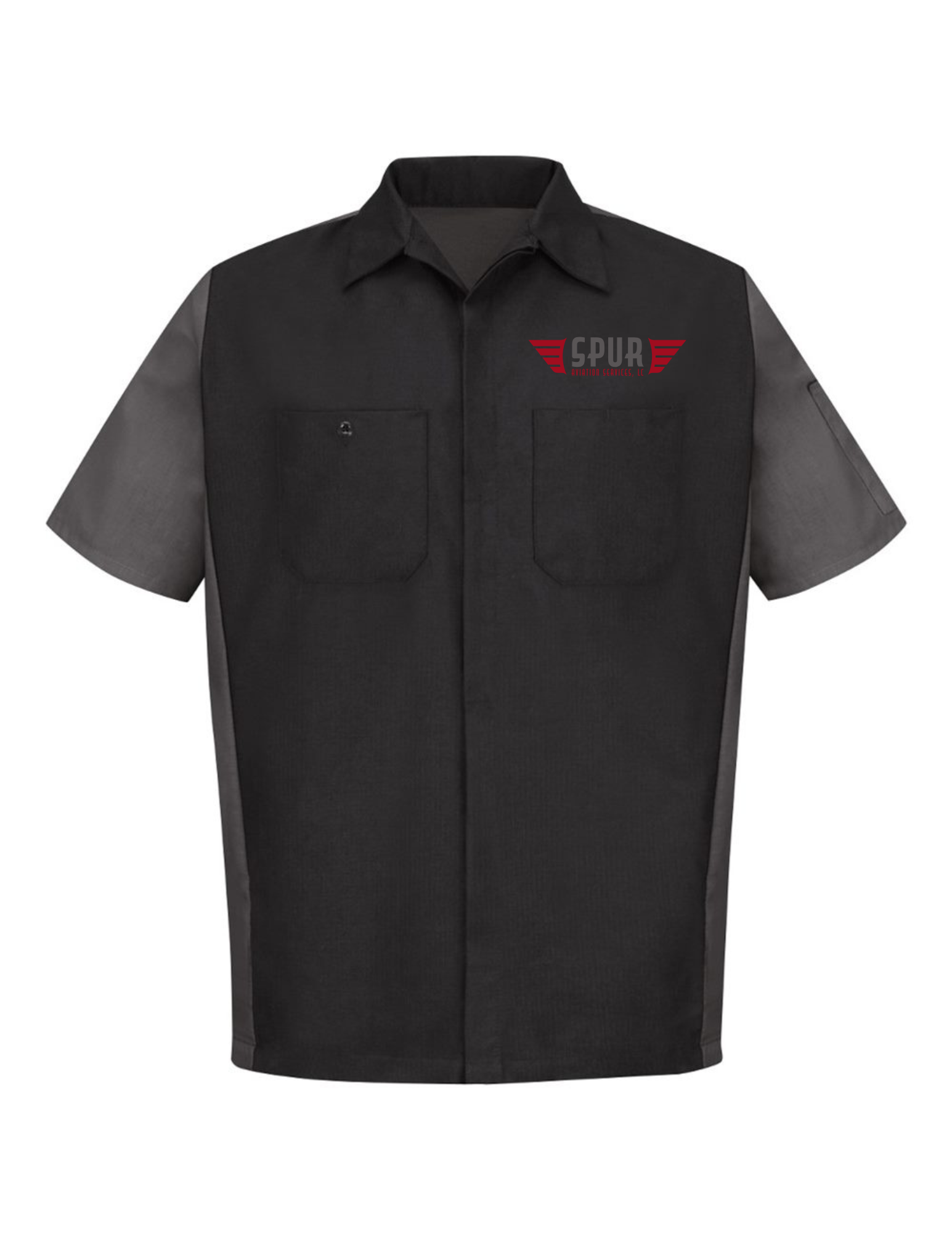 Red Kap® Short Sleeve Ripstop Crew Shirt w/ Embroidery - BLACK/ CHARCOAL