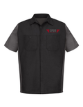 Red Kap® Short Sleeve Ripstop Crew Shirt w/ Embroidery - BLACK/ CHARCOAL