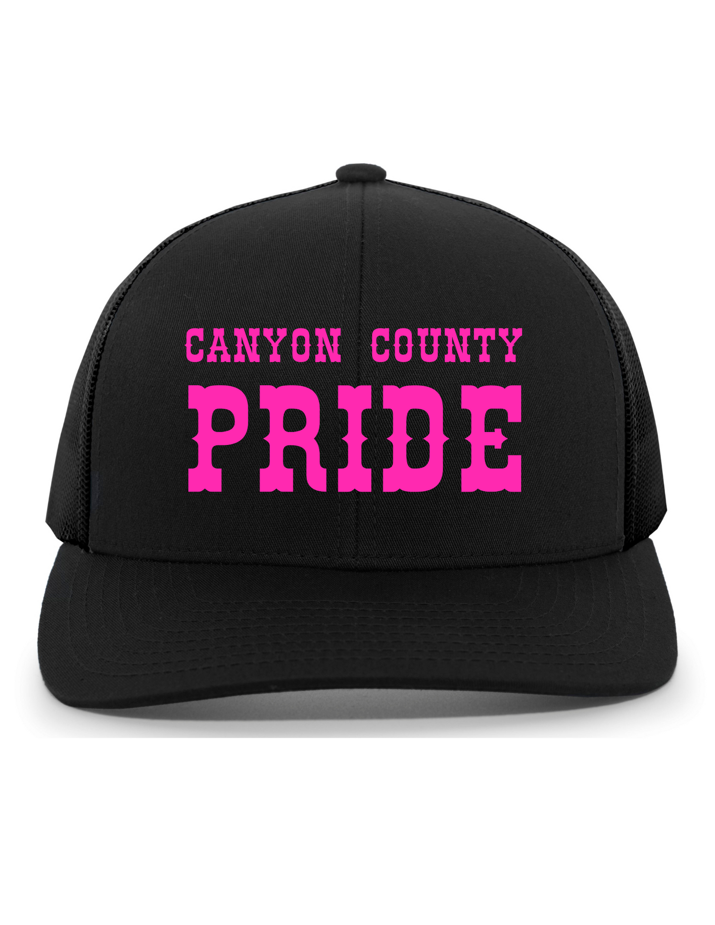 "CANYON COUNTY PRIDE" Trucker Snapback Hat w/ Embroidery (BLACK)