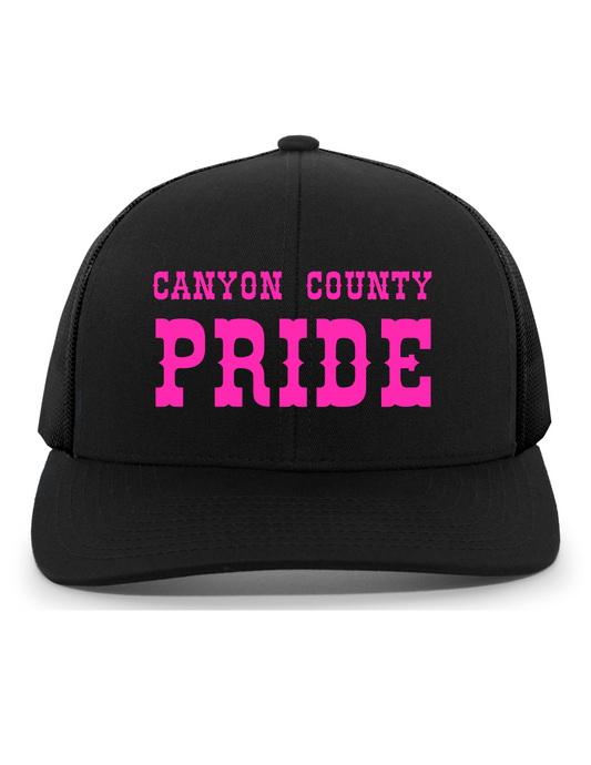"CANYON COUNTY PRIDE" Trucker Snapback Hat w/ Embroidery (BLACK)