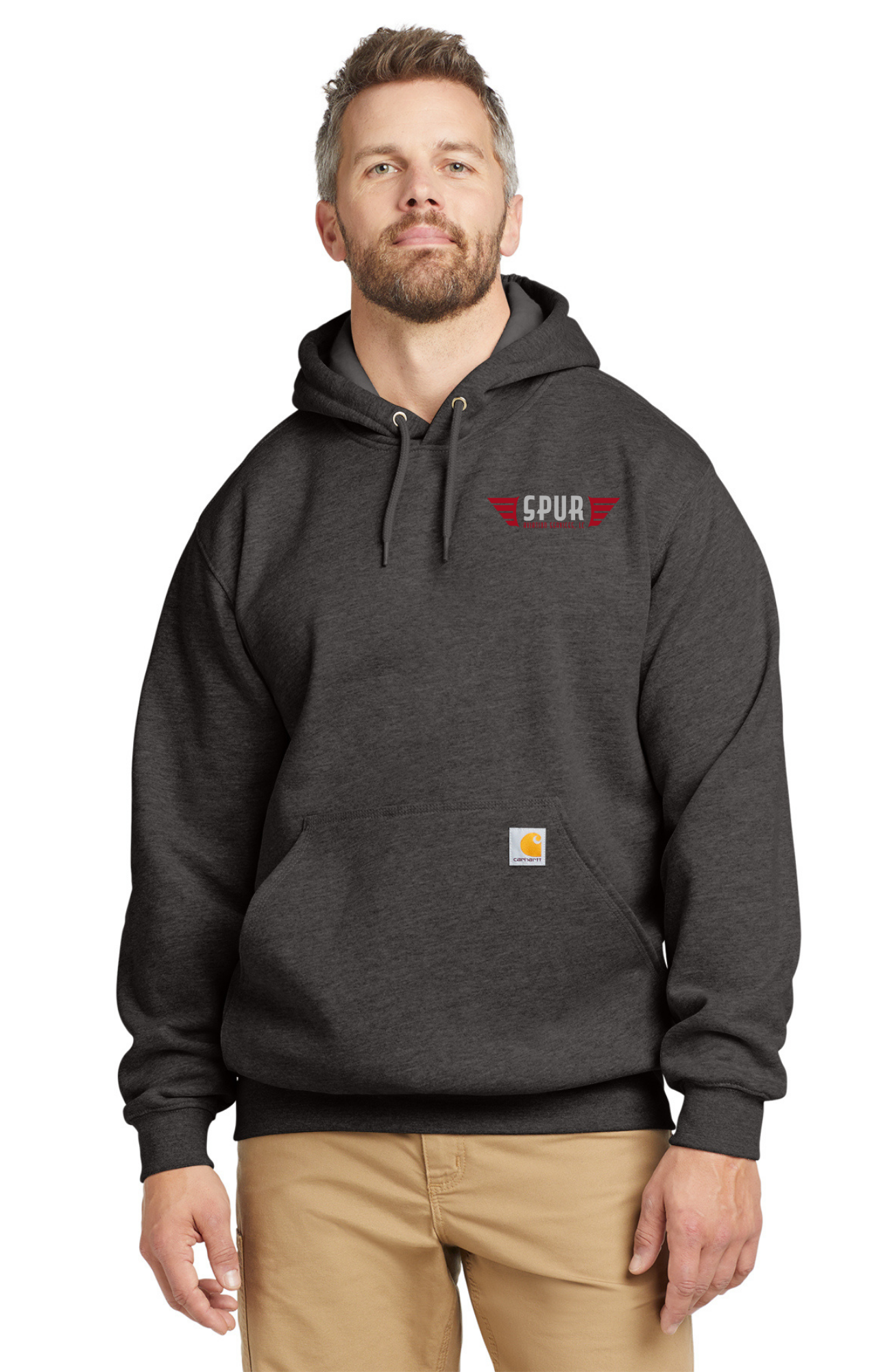 Carhartt® **TALL** Midweight Hooded Sweatshirt w/ Embroidery - CARBON HEATHER