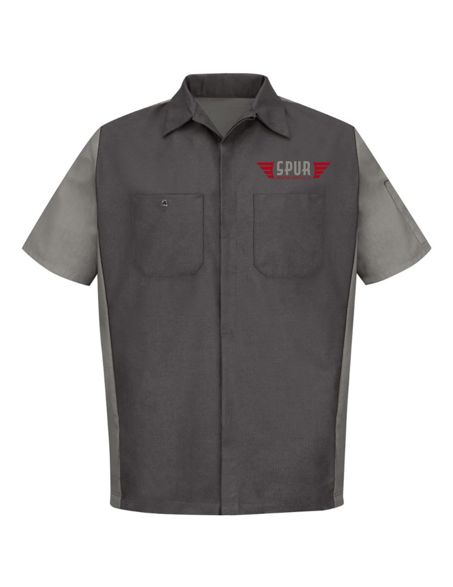 Red Kap® Short Sleeve Ripstop Crew Shirt w/ Embroidery - CHARCOAL/ GREY
