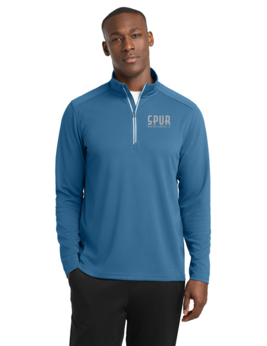 Sport-Tek® Sport-Wick® Textured 1/4-Zip Pullover w/ Embroidery - DAWN BLUE