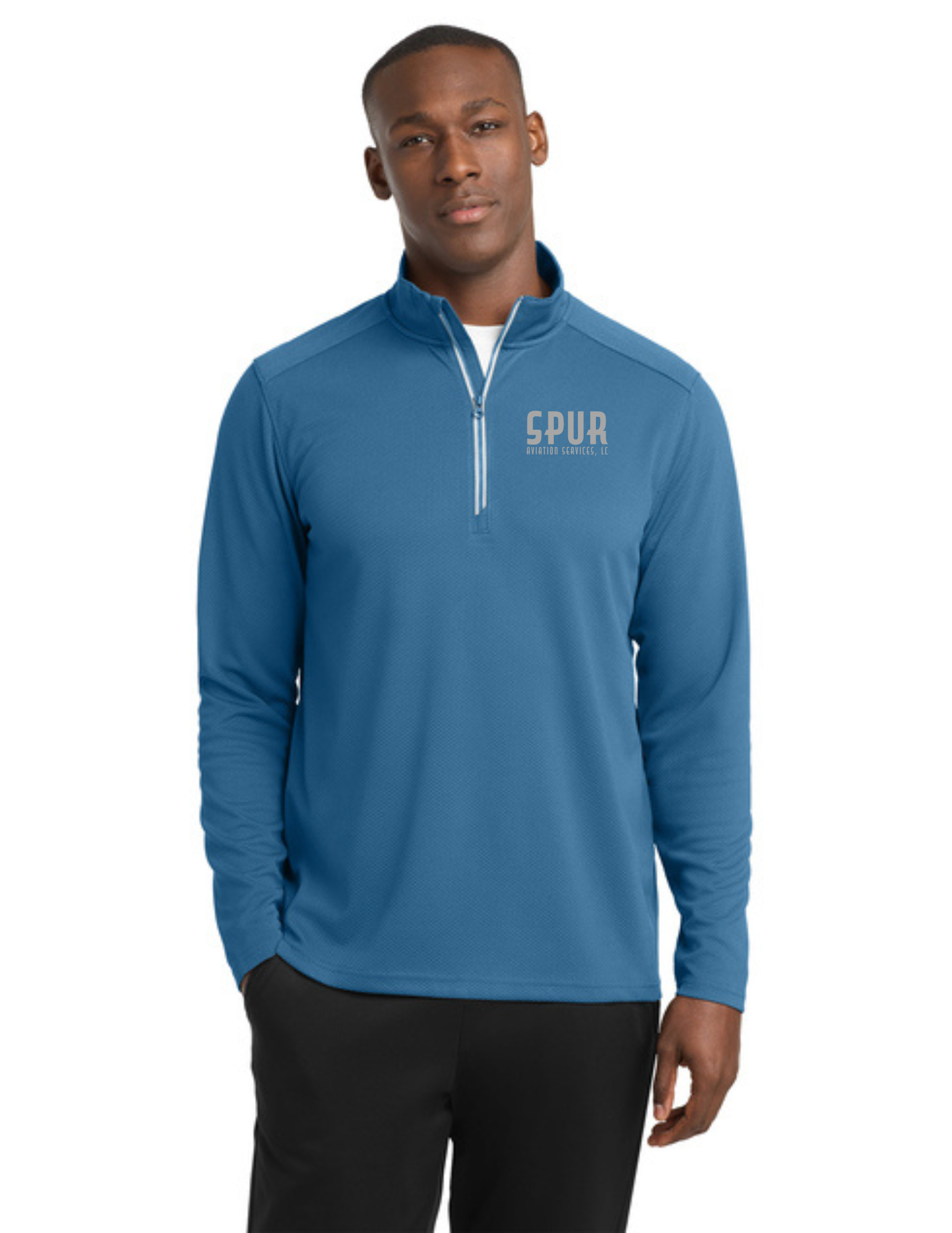 Sport-Tek® Sport-Wick® Textured 1/4-Zip Pullover w/ Embroidery - DAWN BLUE