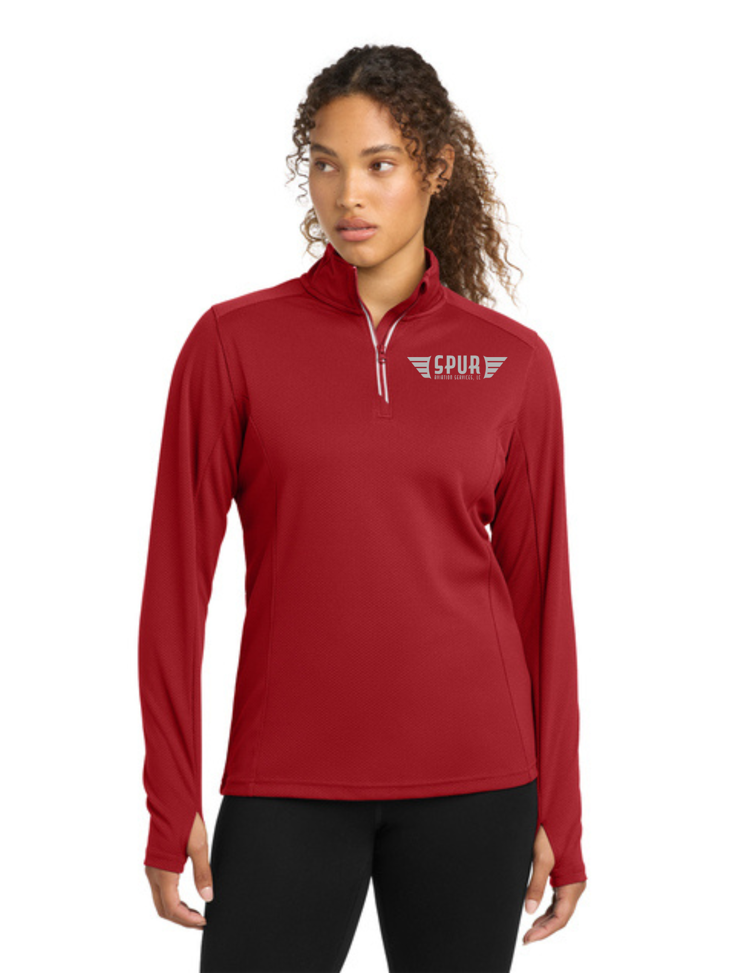 Sport-Tek® Women's Sport-Wick® Textured 1/4-Zip Pullover w/ Embroidery - DEEP RED