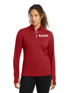 Sport-Tek® Women's Sport-Wick® Textured 1/4-Zip Pullover w/ Embroidery - DEEP RED