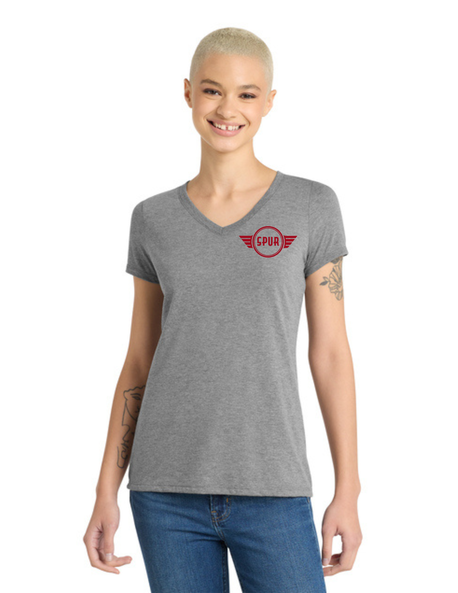 District® Women’s Perfect Tri® V-Neck Tee - GREY FROST