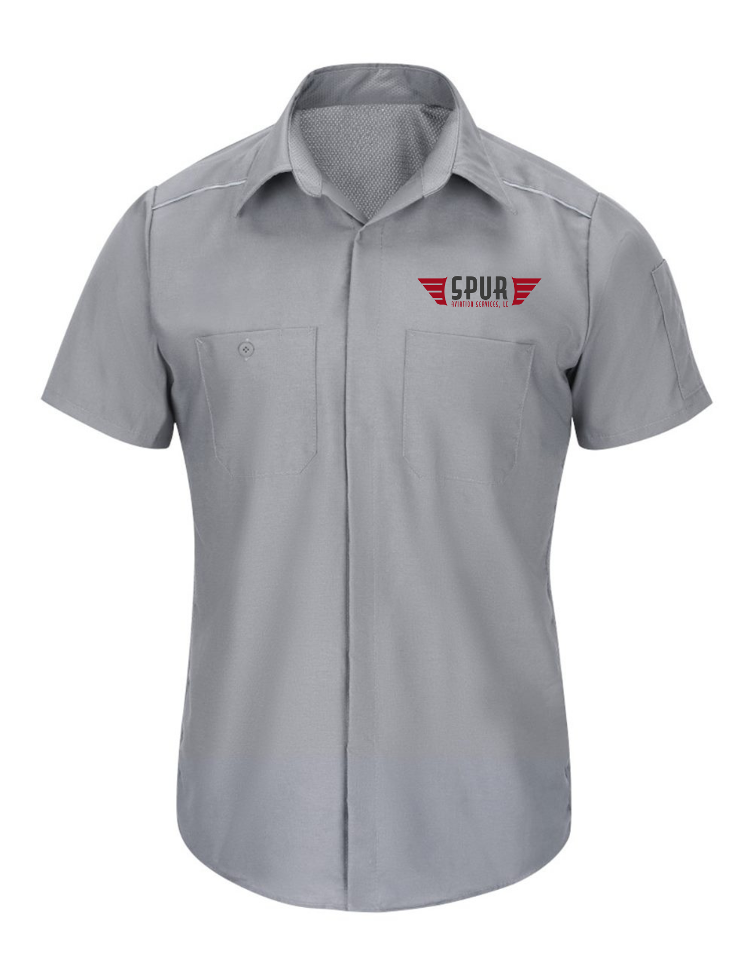 Men's Short Sleeve Pro Airflow Work Shirt w/ Embroidery - GREY