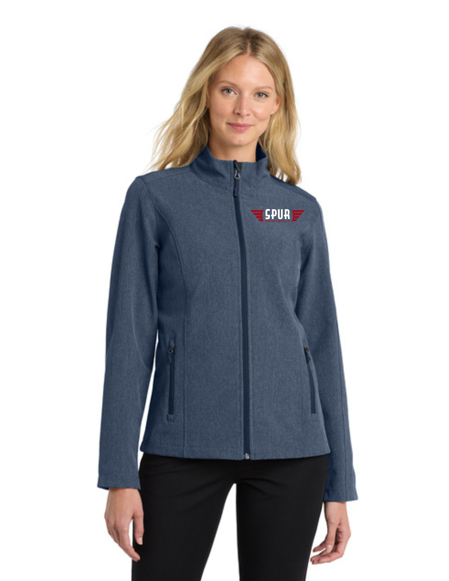 Port Authority® Women's Core Soft Shell Jacket w/ Embroidery - HEATHERED NAVY
