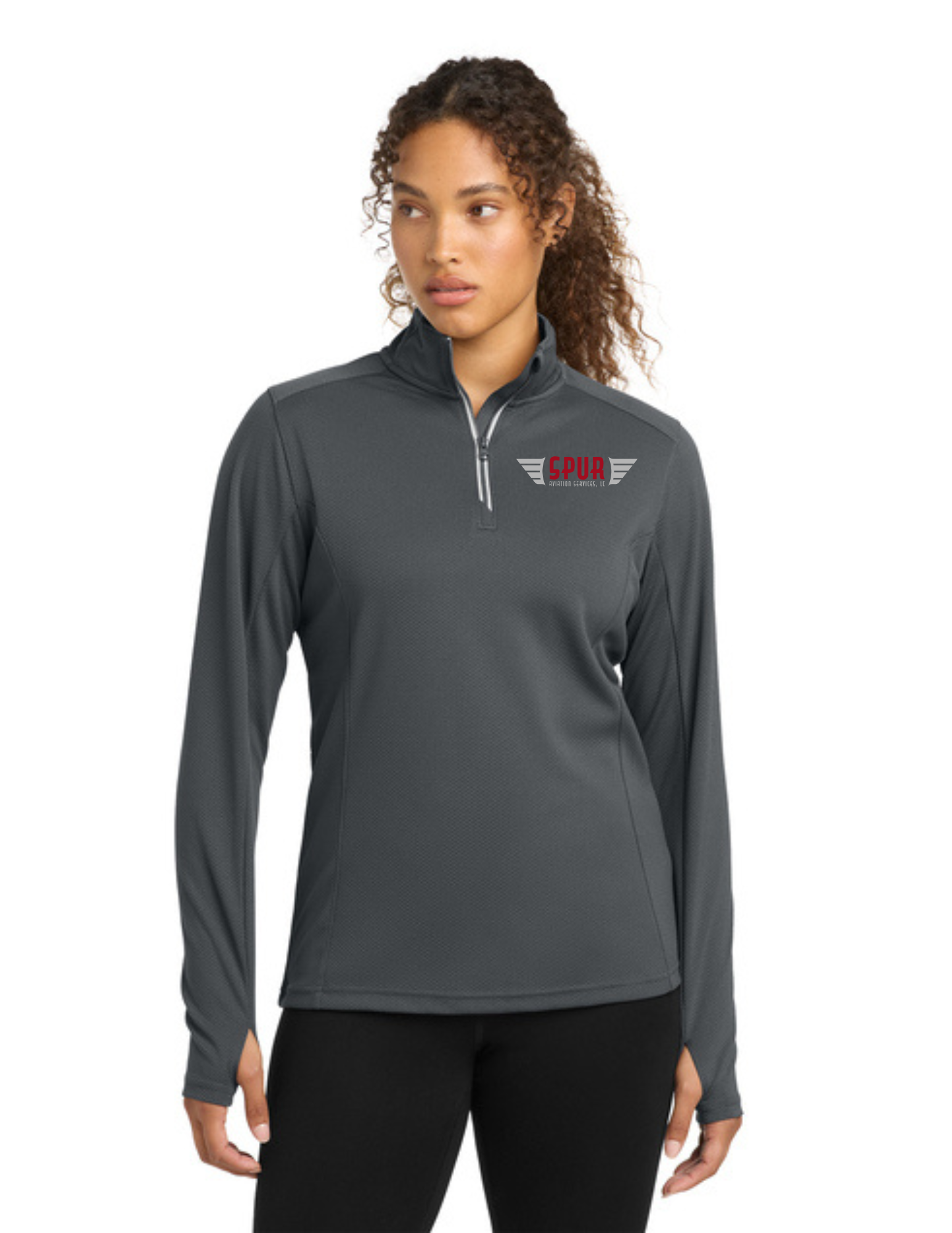 Sport-Tek® Women's Sport-Wick® Textured 1/4-Zip Pullover w/ Embroidery - IRON GREY