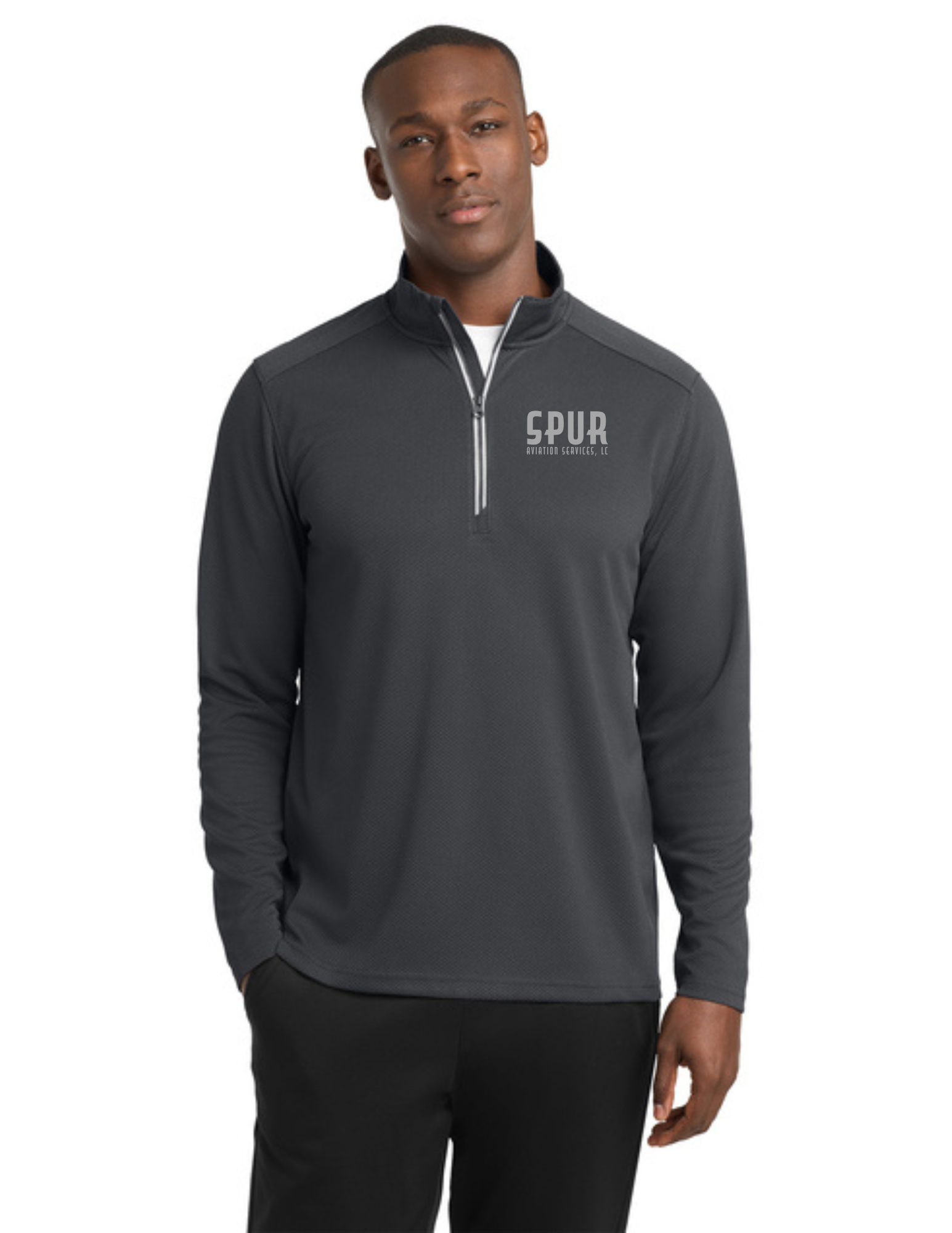 Sport-Tek® Sport-Wick® Textured 1/4-Zip Pullover w/ Embroidery - IRON GREY