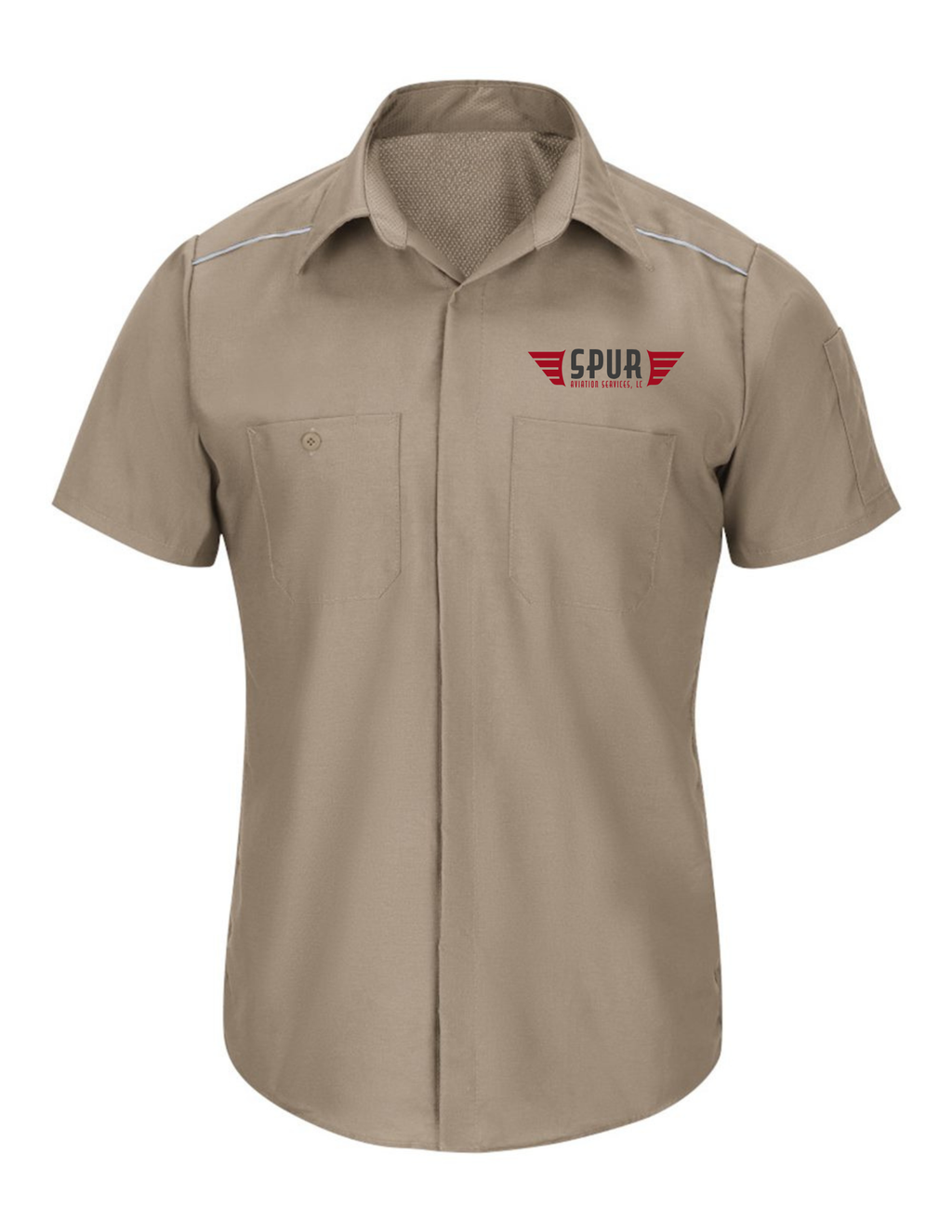 Men's Short Sleeve Pro Airflow Work Shirt w/ Embroidery - KHAKI