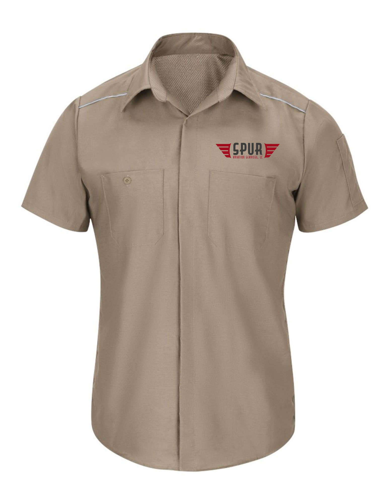 Men's Short Sleeve Pro Airflow Work Shirt w/ Embroidery - KHAKI