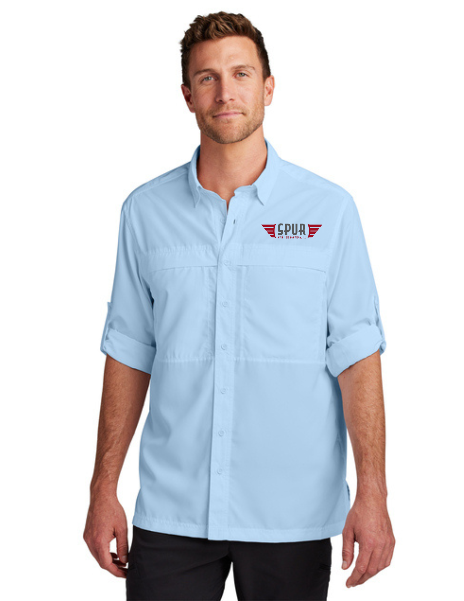Port Authority® LONG SLEEVE UV Daybreak Shirt w/ Embroidery - LIGHT BLUE