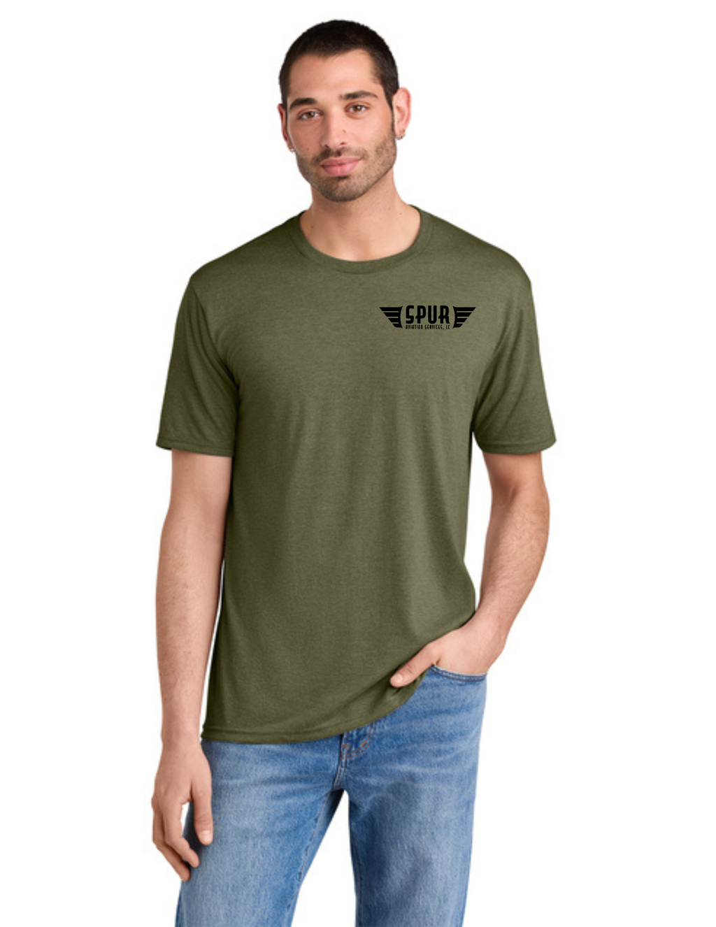 District® Perfect Tri® Tee w/ "3 PLANES" Back Logo - MILITARY GREEN FROST
