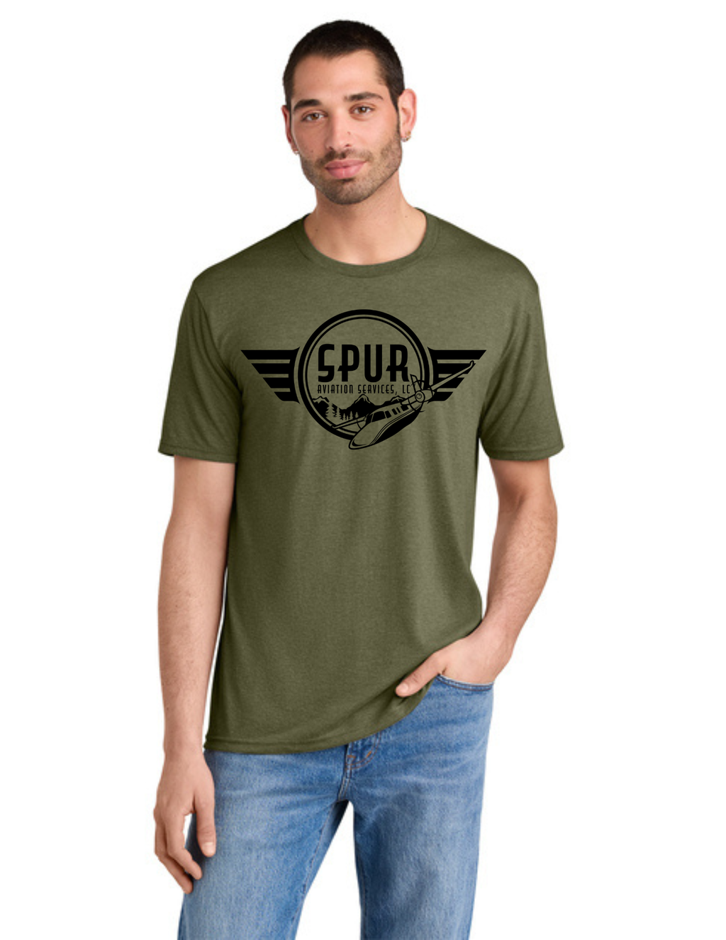 District® Perfect Tri® Tee w/ "3 PLANES" Back Logo - MILITARY GREEN FROST