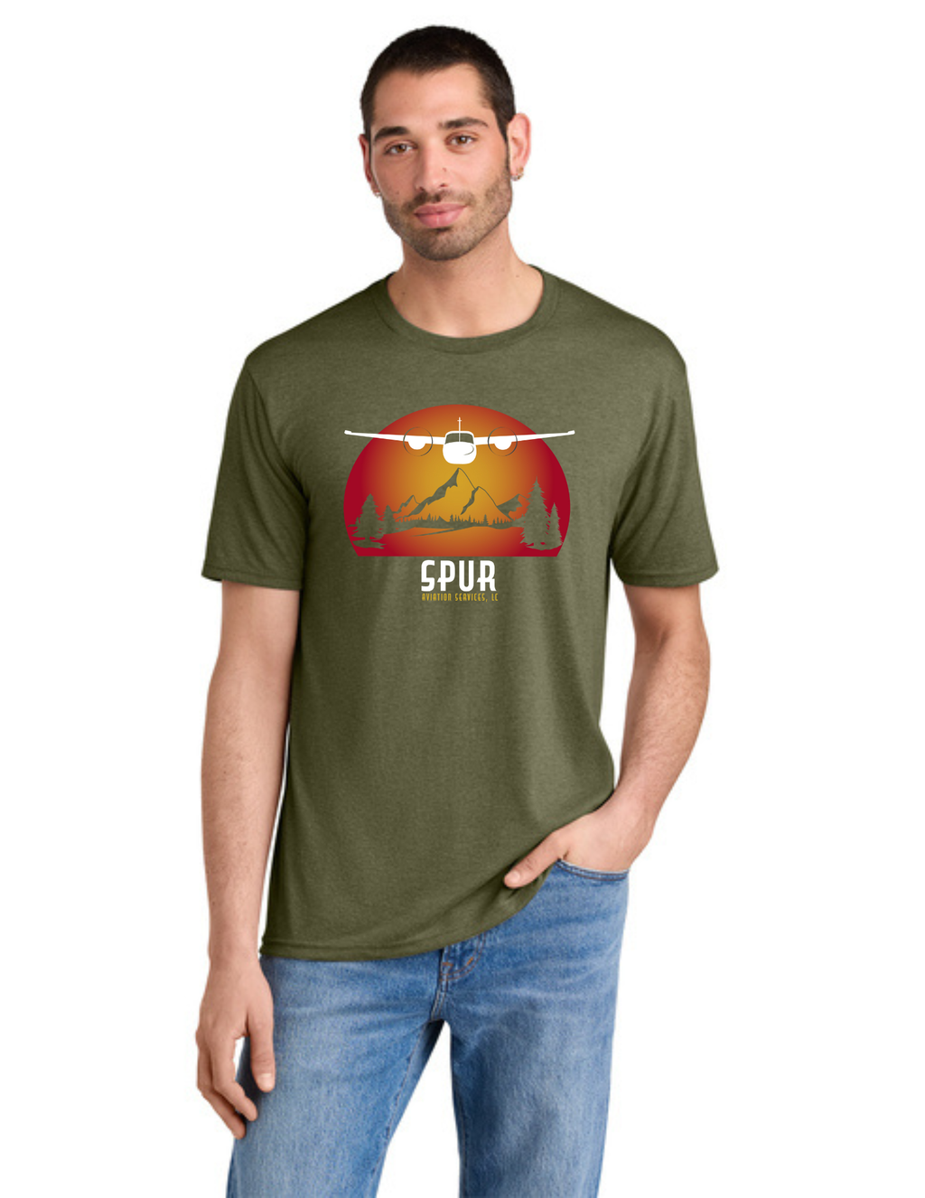 District® Perfect Tri® Tee w/ "3 PLANES" Back Logo - MILITARY GREEN FROST