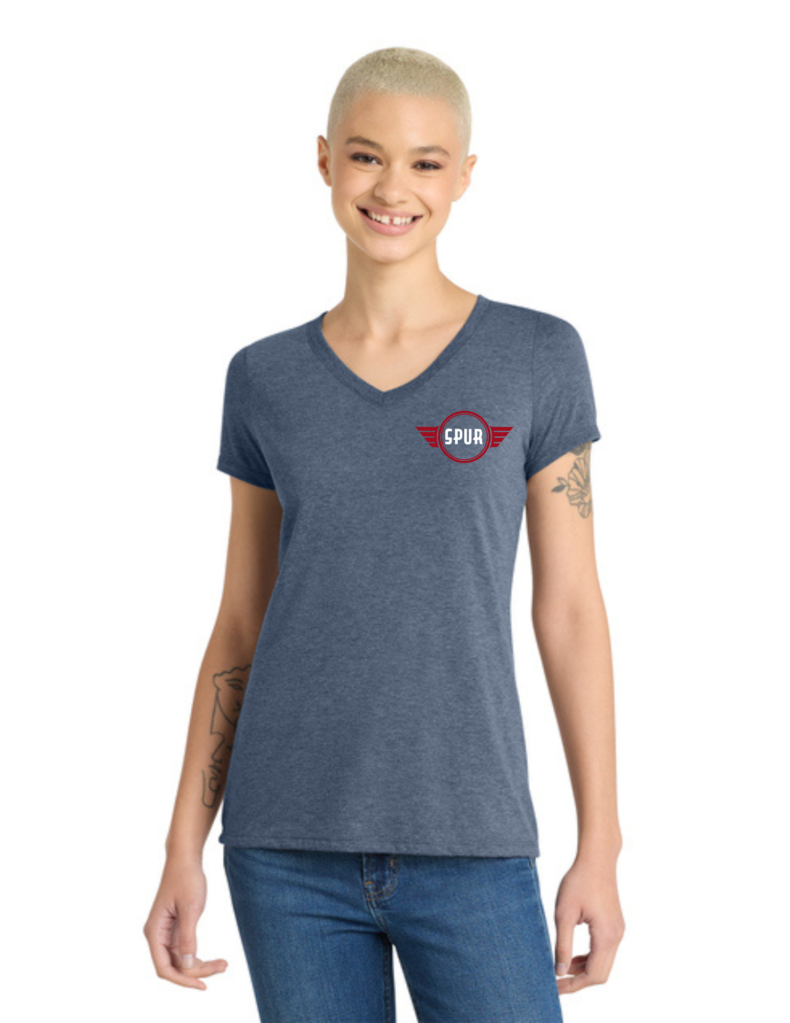 District® Women’s Perfect Tri® V-Neck Tee - NAVY FROST