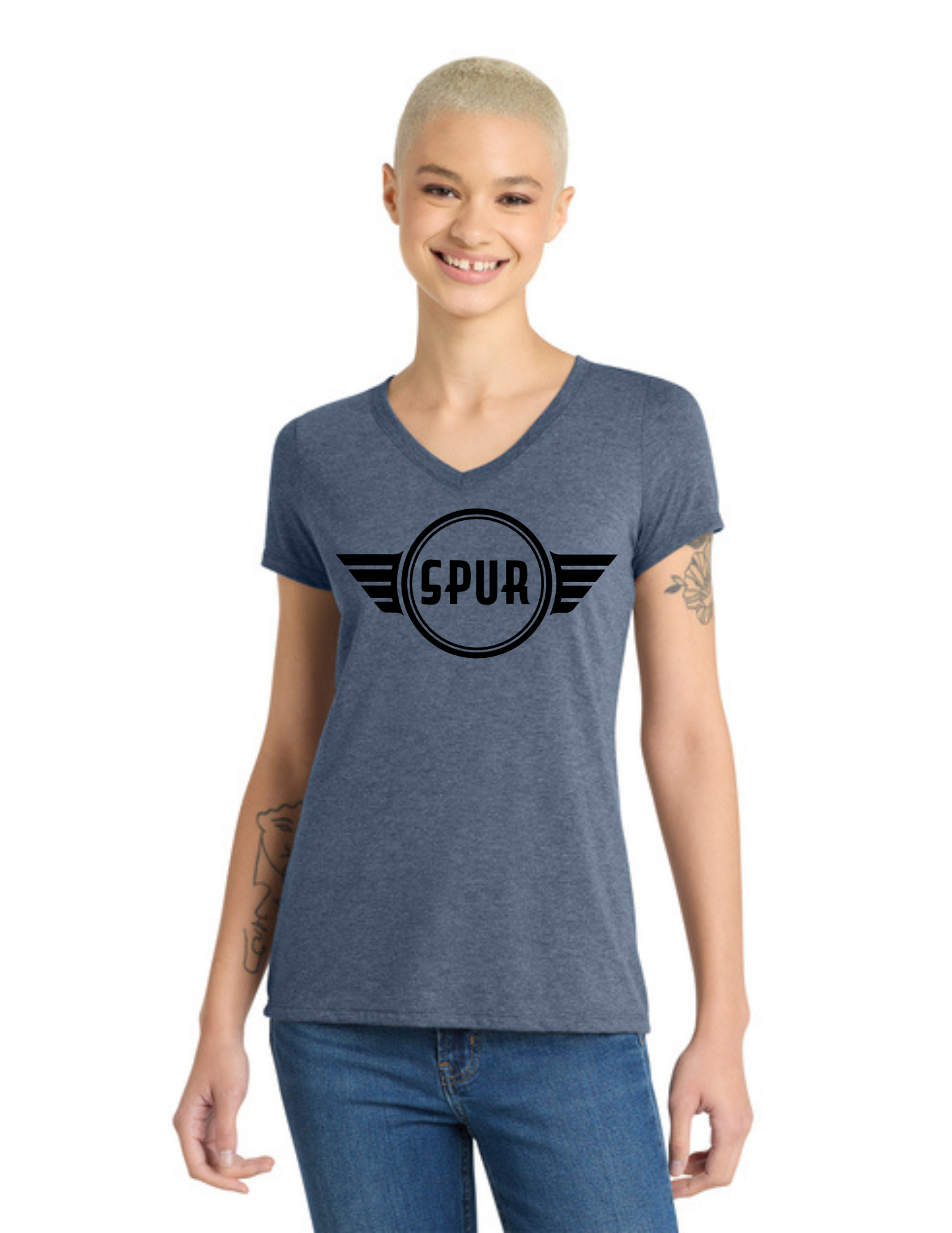 District® Women’s Perfect Tri® V-Neck Tee - NAVY FROST