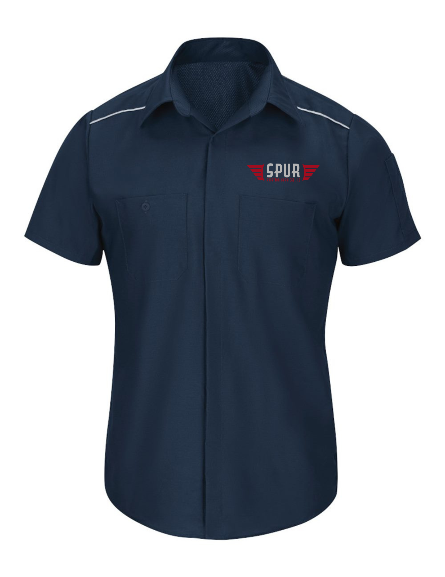 Men's Short Sleeve Pro Airflow Work Shirt w/ Embroidery - NAVY