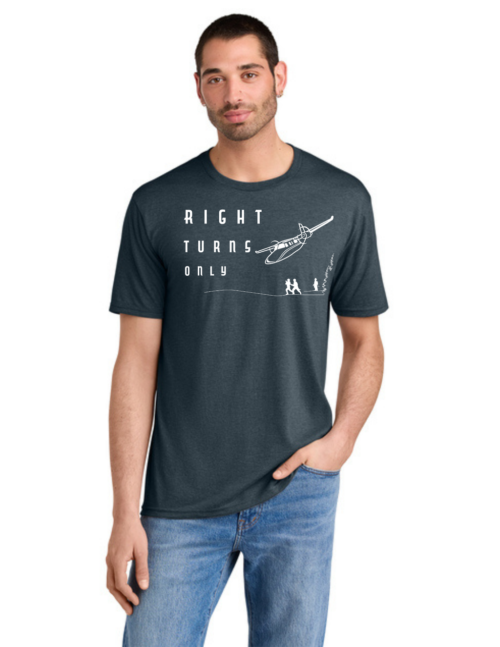 District® Perfect Tri® Tee w/ "RIGHT TURNS ONLY" Back Logo - NAVY FROST