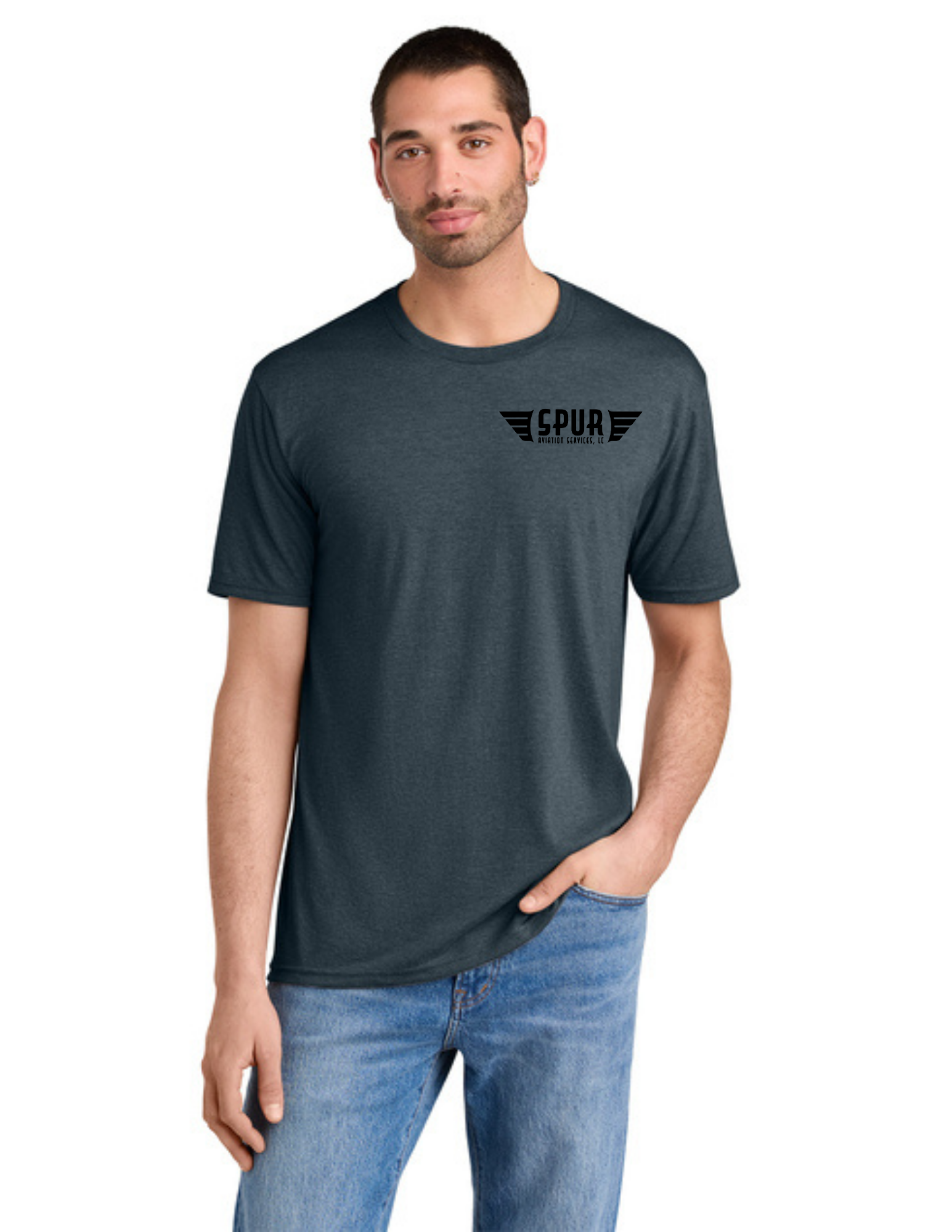 District® Perfect Tri® Tee w/ "RIGHT TURNS ONLY" Back Logo - NAVY FROST