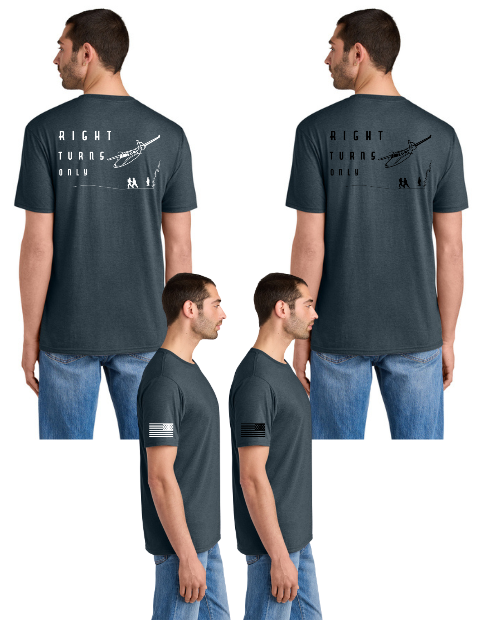 District® Perfect Tri® Tee w/ "RIGHT TURNS ONLY" Back Logo - NAVY FROST