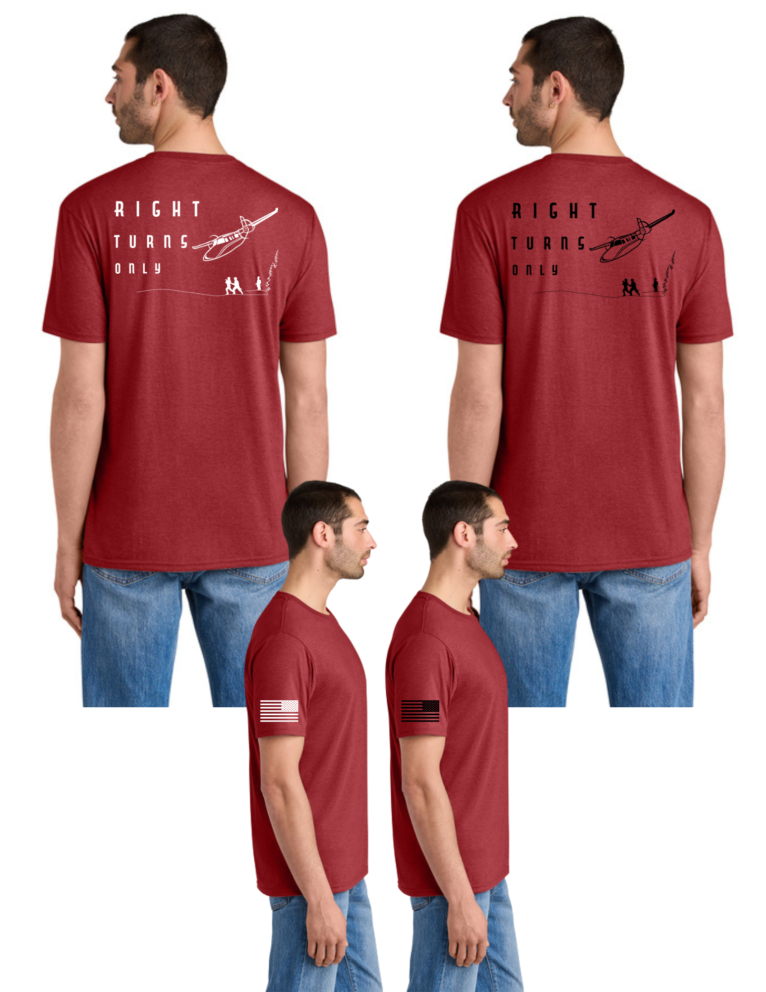 District® Perfect Tri® Tee w/ "RIGHT TURNS ONLY" Back Logo - RED FROST