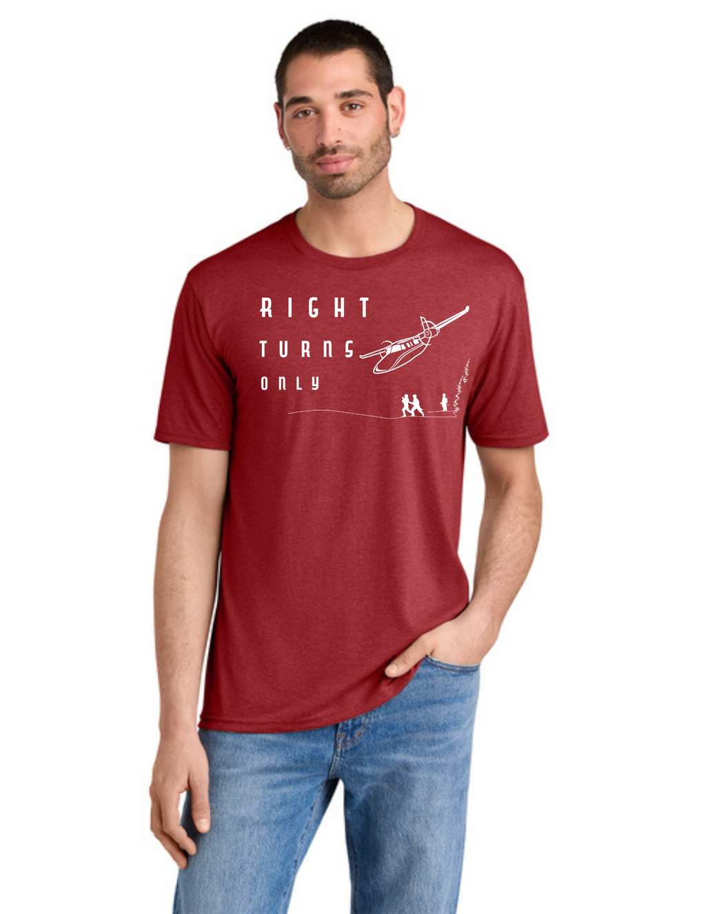 District® Perfect Tri® Tee w/ "RIGHT TURNS ONLY" Back Logo - RED FROST
